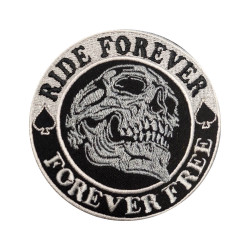 Ride Forever Embroidered Iron on Patch Biker Skull Velcro Gift