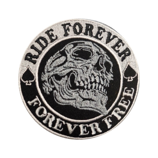 Giro per sempre ferro ricamato su Patch Biker Skull Velcro Gift