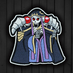 Overlord Anime Stickerei Sorcerer King Ainz Aufbügler Klettverschluss Mga gestickter Aufnäher Halloween Totenkopf Geschenk