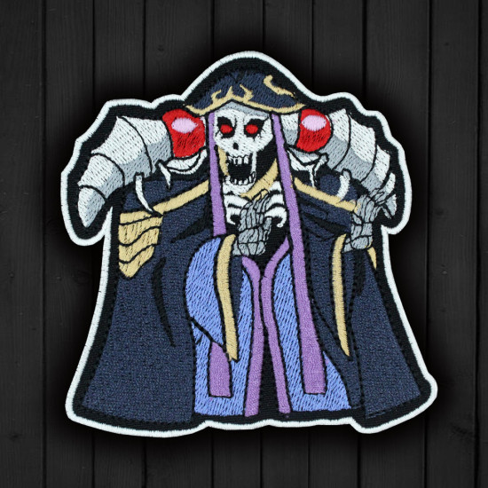 Overlord anime embroidery Sorcerer King Ainz Iron-on patch Hook and loop Mga embroidered patch Halloween Skull gift