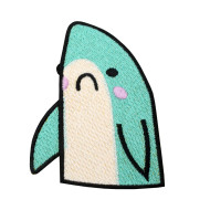 Sad shark Iron-on patch Embroidered Anime patch Cute Japanese embroidery