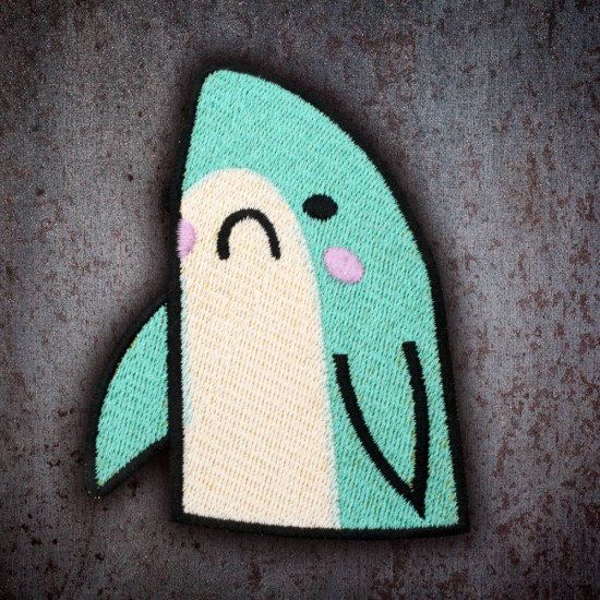 Trauriger Hai Patch zum Aufbügeln Gestickter Anime-Patch Süße japanische Stickerei