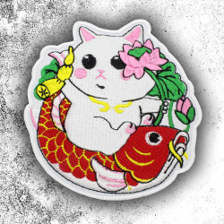 Ricamo Maneki-Neko Neko Toppa termoadesiva Mitologia giapponese Lucky Cat Toppa regalo ricamata da cucire
