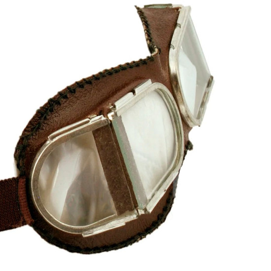 Gafas de protección soviéticas Gafas de trabajo marrones de cuero Genuino Vintage Cosas soviéticas Equipo militar de la URSS