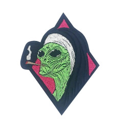 Alien nun smoking a cigarette patch Embroidered UFO Iron-on sticker