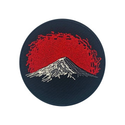 Japanese Velcro patch Samurai embroidery Volcanic eruption Japanese mountain Iron-on embroidered patch