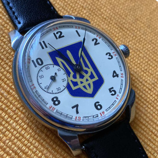 Mechanical 18 Jewels Ukrainian trident Wristwatch Genuine Transparent Ukrainian flag wristwatch Ukraine military watch gift for men