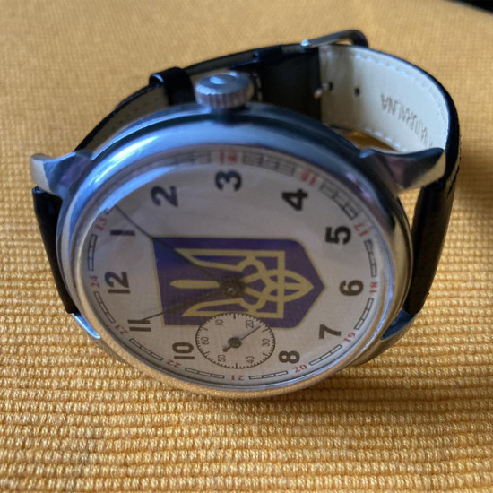 Mechanical 18 Jewels Ukrainian trident Wristwatch Genuine Transparent Ukrainian flag wristwatch Ukraine military watch gift for men