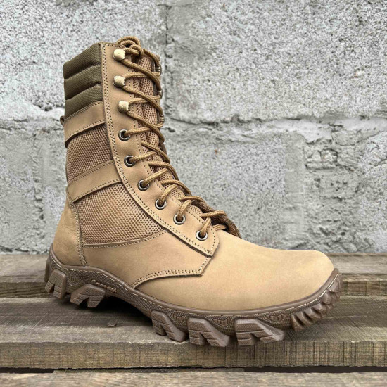 Beige Mesh-Stiefel „Sprint“ des ukrainischen Militärs. Taktisches Airsoft-Wüstenschuhwerk. Leichte Sommerstiefel. Strapazierfähige Wander- und Arbeitsstiefel für Herren