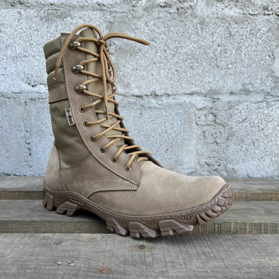 Beige Mesh-Stiefel „Sprint“ des ukrainischen Militärs. Taktisches Airsoft-Wüstenschuhwerk. Leichte Sommerstiefel. Strapazierfähige Wander- und Arbeitsstiefel für Herren