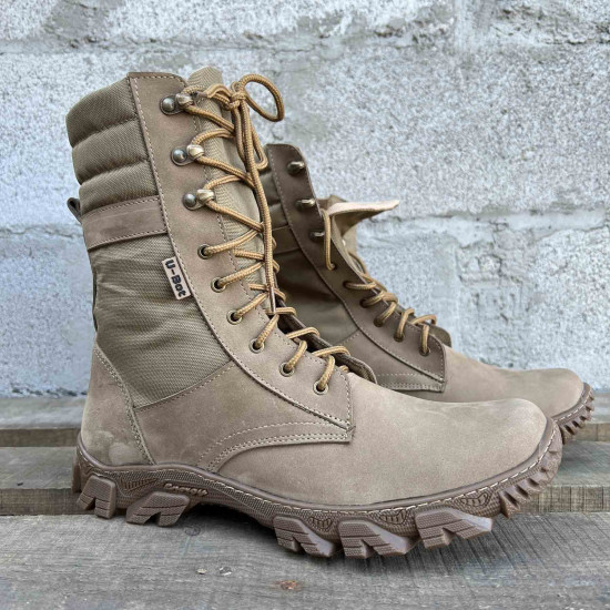 Beige Mesh-Stiefel „Sprint“ des ukrainischen Militärs. Taktisches Airsoft-Wüstenschuhwerk. Leichte Sommerstiefel. Strapazierfähige Wander- und Arbeitsstiefel für Herren