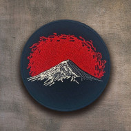 Patch velcro japonais broderie samouraï éruption volcanique montagne japonaise patch brodé thermocollant