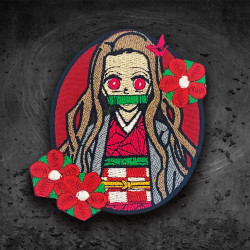 Nezuko Kamado kawaii Aufnäher Demon Slayer Anime Stickerei Kimetsu no Yaiba Aufnäher zum Aufbügeln