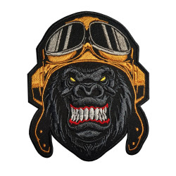 Gorilla in Helm Ricamato Ferro su Patch Animale Velcro Regalo