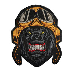 Gorilla in Helm Embroidered Iron on Patch Animal Velcro Gift