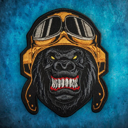 Gorila en timón bordado hierro en parche Animal Velcro regalo