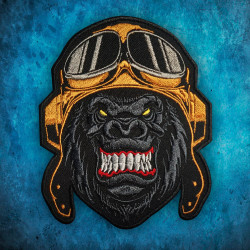 Gorilla in Helm Ricamato Ferro su Patch Animale Velcro Regalo