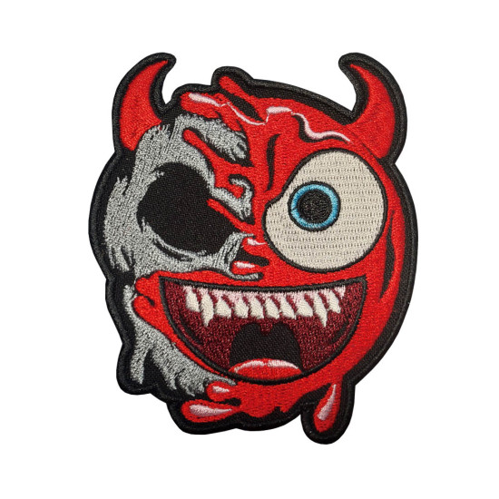 Devil Emotic Embroidered Iron on Patch Halloween Velcro Gift