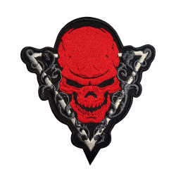 Red Skull Embroidered Iron on Patch Biker Velcro Gift