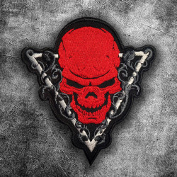 Red Skull Embroidered Iron on Patch Biker Velcro Gift