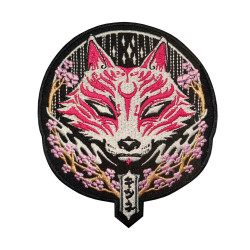 Japanischer Fuchs Kitsune bestickter Bügel- / Klettärmel-Aufnäher 2