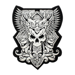 Skull Viking Embroidered Iron-on Gift Ornament Bike Hook and Loop Big Patch