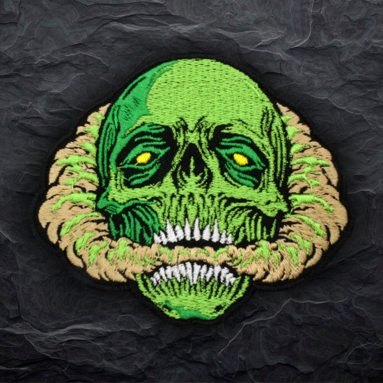 Toxic Skull 刺繍 アイロン接着 ギフト サバゲー フックとループパッチ