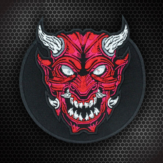 Oni Demon Embroidered Iron on Patch Japan Velcro Gift