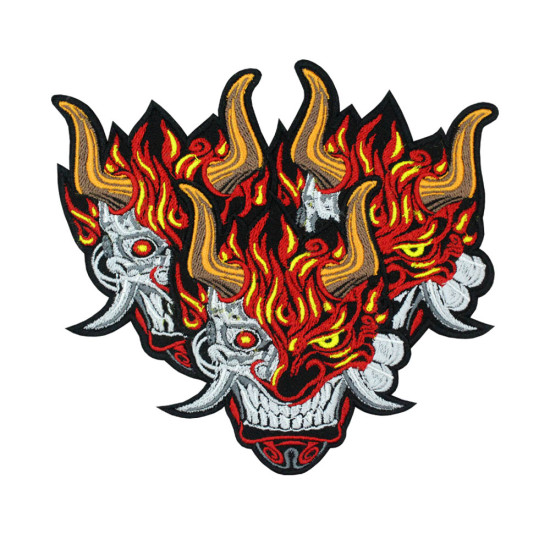 Triple Oni Demon Ricamato Ferro su Patch Giappone Velcro Regalo