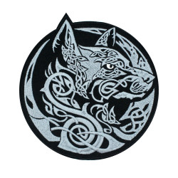 Lobo celta bordado Iron-on regalo ornamento gancho y bucle parche grande