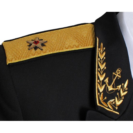 Flota de la marina de guerra soviética / rusa almirante bordado kit uniforme negro