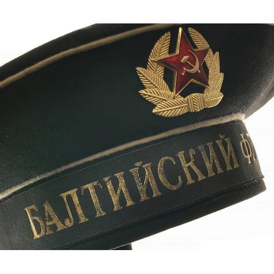 Naval noir russe marin chapeau bouchon de sans pic