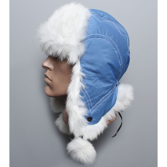 Piel de conejo ruso moderno invierno ushanka sombrero rojo / azul