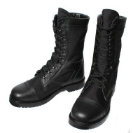 Schwarze Leder-Airsoft-Stiefel, taktische hohe Stiefeletten, soziales Schuhwerk