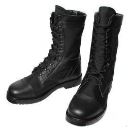 Schwarze Leder-Airsoft-Stiefel, taktische hohe Stiefeletten, soziales Schuhwerk