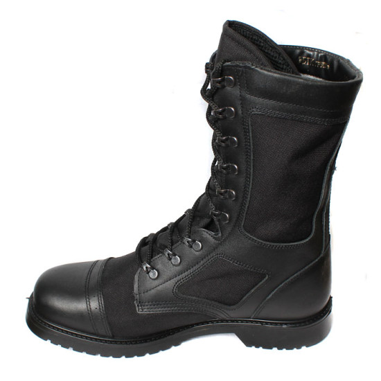 Schwarze Leder-Airsoft-Stiefel, taktische hohe Stiefeletten, soziales Schuhwerk