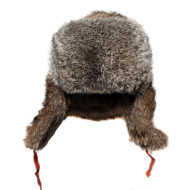 Doux fourrure de lapin moderne brun hiver chapeau ushanka chapka