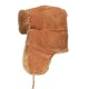 Chapeau d'hiver en fourrure brune ushanka chapka avec cuir suédé