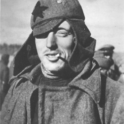 Red Army woolen hat with long ears BUDENOVKA brown