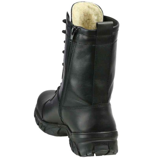 Bottes d'hiver tactiques urbaines Extreme 174 avec fourrure en cuir noir