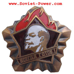 Gran placa soviética de metal con Lenin "Siempre lista" URSS