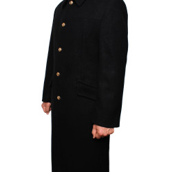 Cappotto invernale lungo nero di lana della Marina sovietica