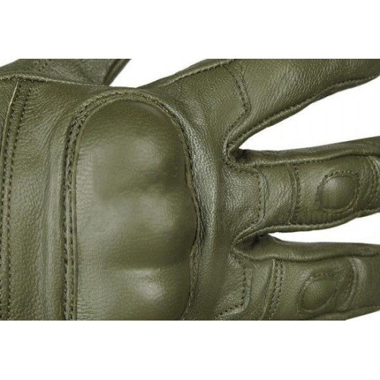 Sport / tactical leather fist gloves Olive model with Knuckles