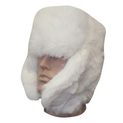 Blanc lapin fourrure pelucheux hiver chapeau ushanka chapka