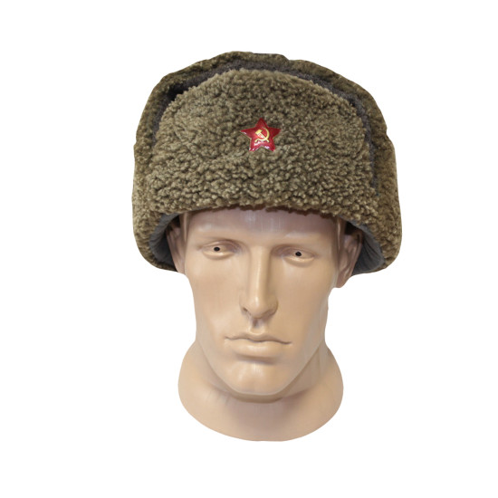 Soviet Officer's Ushanka Military Khaki Hat 