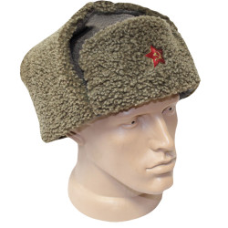 Cappello Khaki militare di Ushanka dell'ufficiale sovietico