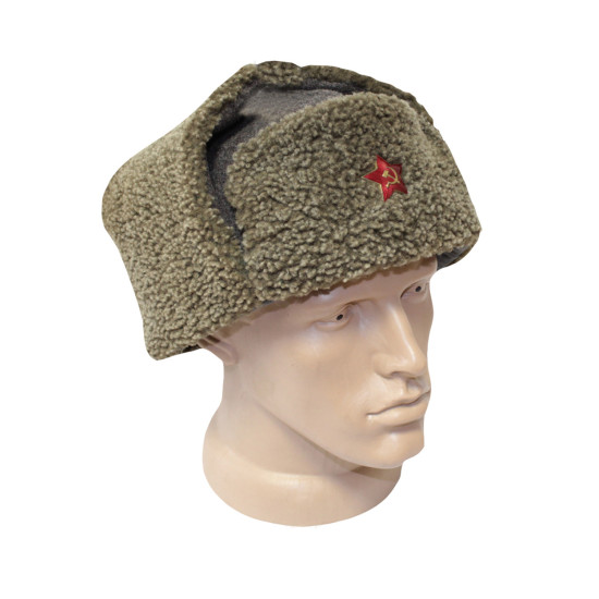 Cappello Khaki militare di Ushanka dell'ufficiale sovietico