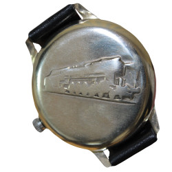 Molnija Soviet wristwatch Soviet Railroads with Train engraving