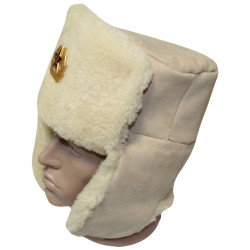 White Fur USHANKA military Officers Soviet hat