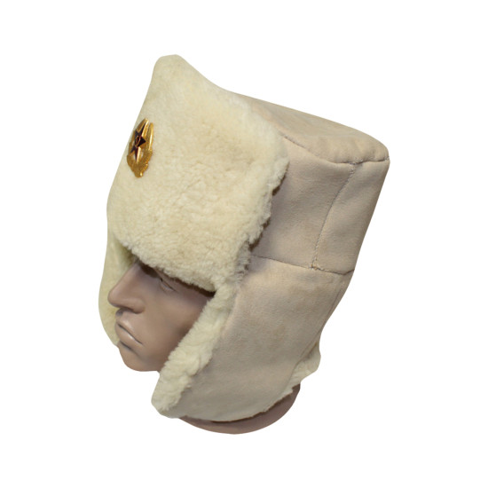 White Fur USHANKA military Officers Soviet hat